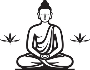 Buddha Meditation Position Vector Black Logo Icon Minimalist Buddha Lotus Pose Vector Black Logo