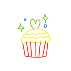 happy birthday line elements doodle