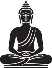 Minimalist Buddha Drawing in Lotus Pose with Clean Lines Elegant Buddha Sitting in Lotus Position with Black Linework