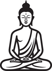 Classic Buddha Lotus Pose Vector Black Logo Icon Buddha in Lotus Position Vector Black Line Art Logo