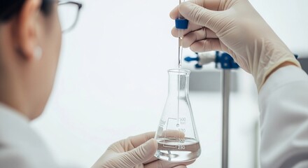 Fototapeta premium Scientist conducting precise experiment in a lab