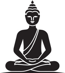 Buddha Meditation Pose Vector Black Icon Logo Design Buddha Sitting in Lotus Pose Vector Black Logo Icon