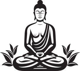 Buddha in Lotus Pose Vector Black Silhouette Logo Buddha Vector Logo Black Line Art Lotus Pose Icon