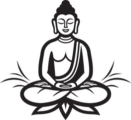 Buddha in Lotus Pose Vector Black Logo Icon Design Minimalist Buddha Sitting Lotus Pose Vector Black Logo