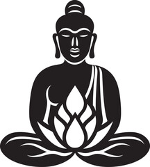 Serene Buddha in Lotus Pose Vector Black Logo Design Minimalist Buddha Sitting in Classic Lotus Pose Vector