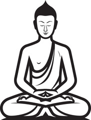 Buddha Sitting in Lotus Position Vector Black Logo Icon Serene Buddha in Lotus Pose Vector Black Logo Design