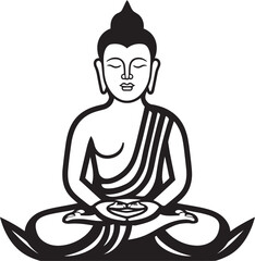 Buddha Silhouette in Traditional Lotus Pose Vector Logo Simple Buddha in Lotus Position Vector Black Line Art