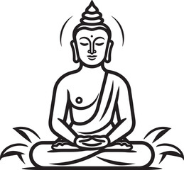 Buddha Sitting Lotus Pose Vector Black Logo Icon Design Buddha Vector Black Logo Icon with Lotus Meditation Pose