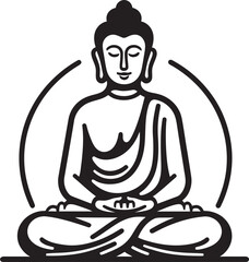 Buddha Silhouette Sitting in Lotus Pose Vector Black Logo Buddha Sitting Calm Lotus Pose Vector Black Logo Icon