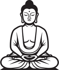 Buddha in Lotus Pose Vector Black Minimalist Logo Icon Buddha Meditation Vector Black Logo Icon with Lotus Pose