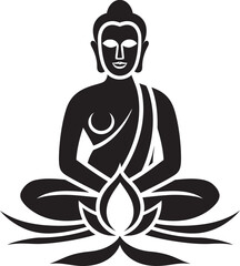 Buddha Silhouette Vector Black Logo in Meditation Pose Buddha Sitting Lotus Pose Vector Black Logo Icon Design