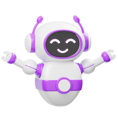 Futuristic Cute White Magenta AI Robot Chatbot Mascot