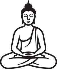 Buddha Sitting Lotus Pose Vector Black Logo Icon Buddha in Lotus Pose Vector Black Silhouette Logo