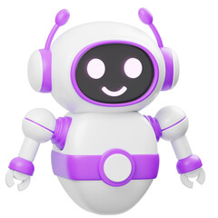 Futuristic Cute White Magenta 3D AI Robot Chatbot Mascot