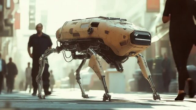 Futuristic Quadrupedal Robot in Urban Setting