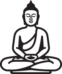 Buddha Silhouette Sitting in Lotus Pose Vector Black Logo Buddha Meditation Pose Vector Black Logo Icon Design