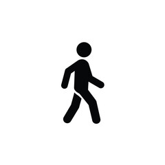 Simple Black Silhouette Icon of a Person Walking Forward