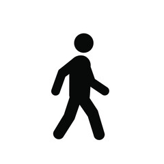 Simple Black Silhouette Icon of a Person Walking Forward