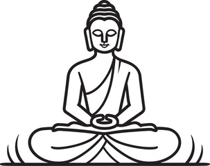 Minimalist Buddha Sitting Lotus Pose Vector Black Logo Buddha Silhouette Meditation Pose Vector Black Logo