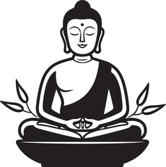 Buddha Sitting Lotus Pose Vector Black Logo Icon Design Buddha in Lotus Position Vector Black Logo with Clean Lines