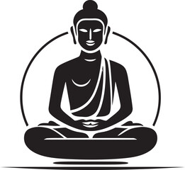 Buddha Vector Black Logo Icon Featuring Lotus Pose Design Buddha Meditation Pose Vector Black Logo Icon with Grace