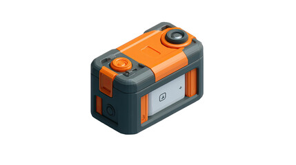 Fototapeta premium Orange and gray isometric action camera