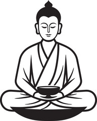 Buddha Sitting in Lotus Pose Vector Black Logo Icon with Minimal Detail Buddha Lotus Pose Vector Black Logo Icon with Smooth Outline