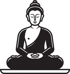 Buddha Lotus Pose Vector Black Logo Icon with Balanced Composition Buddha Vector Black Logo Icon in Meditative Lotus Sitting Posture