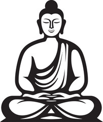 Classic Buddha Drawing in Lotus Pose with Modern Vector Style Spiritual Buddha Vector Icon in Lotus Pose with Refined Lines