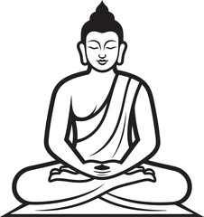 Elegant Buddha in Lotus Position with Bold Black Vector Art Sophisticated Buddha Lotus Pose with Artistic Black Elements