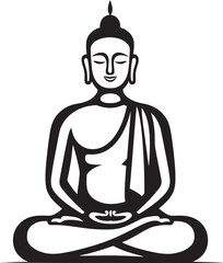 Peaceful Buddha Lotus Pose Drawing with Sophisticated Black Lines Minimalist Buddha in Lotus Pose with Elegant Black Outlines