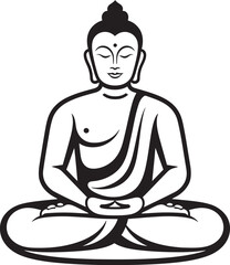 Minimalist Buddha in Lotus Pose with Elegant Black Outlines Graceful Buddha Drawing in Lotus Pose with Artistic Black Elements
