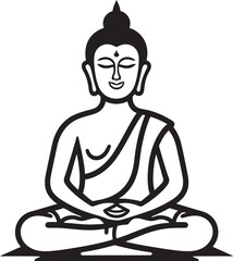 Sophisticated Buddha in Lotus Pose Vector with Clean Lines Elegant Black Buddha Drawing in Lotus Meditation Pose