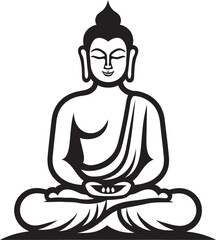 Elegant Buddha Lotus Pose with Modern Black Vector Aesthetics Peaceful Buddha Drawing in Lotus Pose with Refined Lines