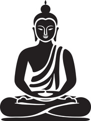 Modern Buddha Vector Icon in Lotus Pose with Bold Lines Spiritual Buddha in Lotus Pose with Smooth Black Line Art