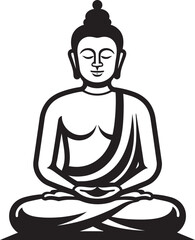 Elegant Buddha Drawing in Lotus Pose with Artistic Black Elements Modern Buddha Vector Icon in Lotus Pose with Bold Lines
