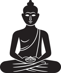 Minimalist Buddha Drawing in Lotus Pose with Artistic Elements Elegant Buddha in Lotus Pose with Modern Black Vector Details