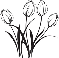 Black Tulip Flower Silhouette Logo Abstract Tulip Vector Logo Design