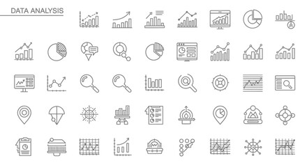 Comprehensive Data Analysis Icons Charts, Graphs & Insights