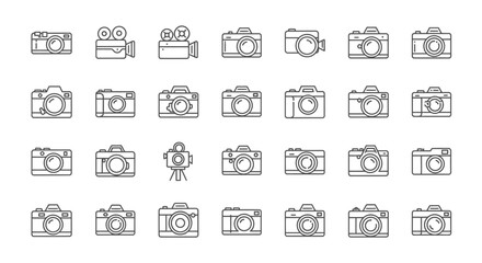 Collection of Camera and Film Camera Icons EPS Vector Graphics