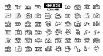 Mega Icons Sheet 50+ Camera and Film Icons for Design Projects