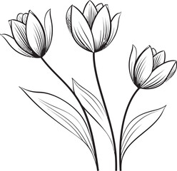 Clean Black Tulip Flower Logo Black Tulip Vector for Branding