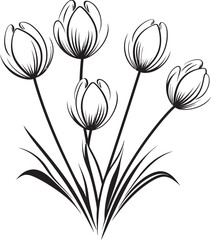 Clean Tulip Bouquet Vector Logo Black Design Tulip Flower Cluster Icon Vector Black Style