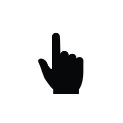 Black Hand Icon with Pointing Index Finger on White Background for Graphic Design and User Interface