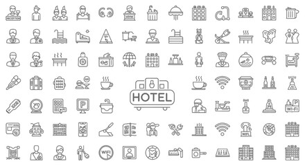 Extensive Collection of Hotel and Hospitality Line Icons  Perfect for Websites and Apps