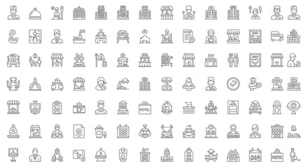 Extensive Collection of Hotel and Hospitality Line Icons  Perfect for Websites and Applications