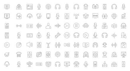 Podcast Icons A Comprehensive Collection of Audio and Voice Recording Symbols
