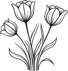 Black Minimal Tulip Vector Logo Clean and Elegant Black Tulip Logo