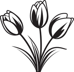 Obraz premium Tulip Vector Black Logo with Leaf Design Elegant Black Tulip Flower Icon Vector