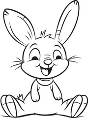 Playful Rabbit Child Black Vector Logo Design Adorable Little Bunny Kid Logo Vector Black Icon